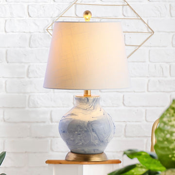 Holly 20.5" Marbleized Ceramic LED Table Lamp - JONATHAN Y
